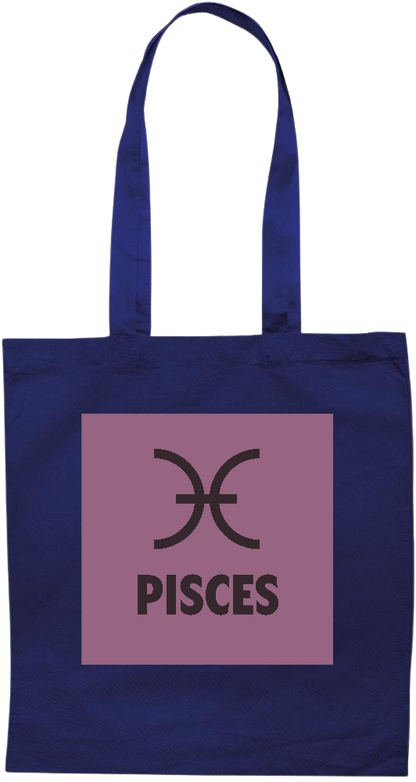 Zodiac Pisces Design - Premium colored cotton tote bag_BLUE_front