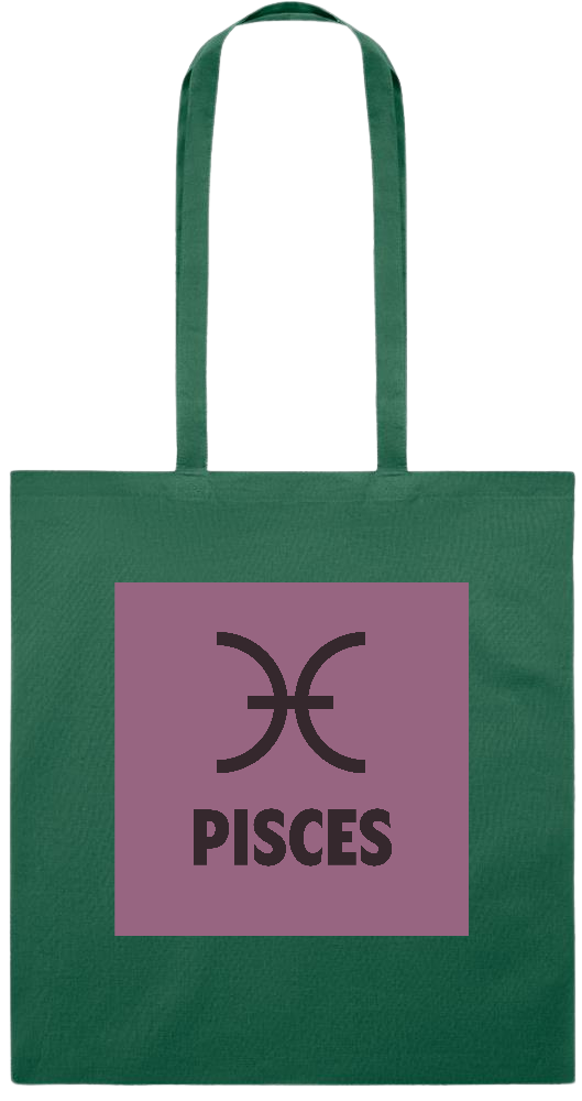 Zodiac Pisces Design - Premium colored cotton tote bag_DARK GREEN_front