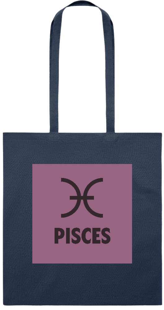 Zodiac Pisces Design - Premium colored cotton tote bag_FRENCH NAVY_front