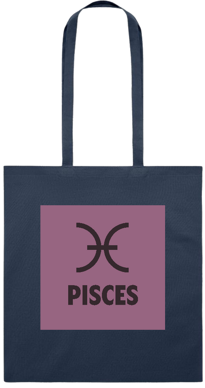 Zodiac Pisces Design - Premium colored cotton tote bag_FRENCH NAVY_front