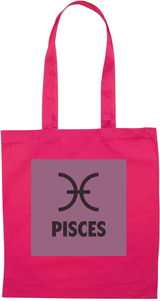 Zodiac Pisces Design - Premium colored cotton tote bag_FUCHSIA_front