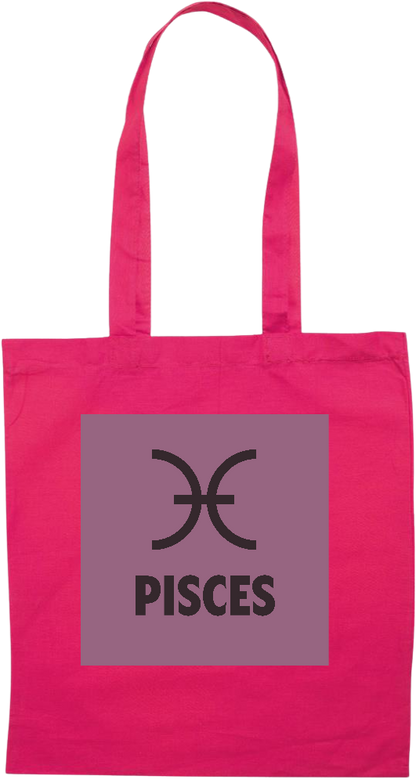 Zodiac Pisces Design - Premium colored cotton tote bag_FUCHSIA_front