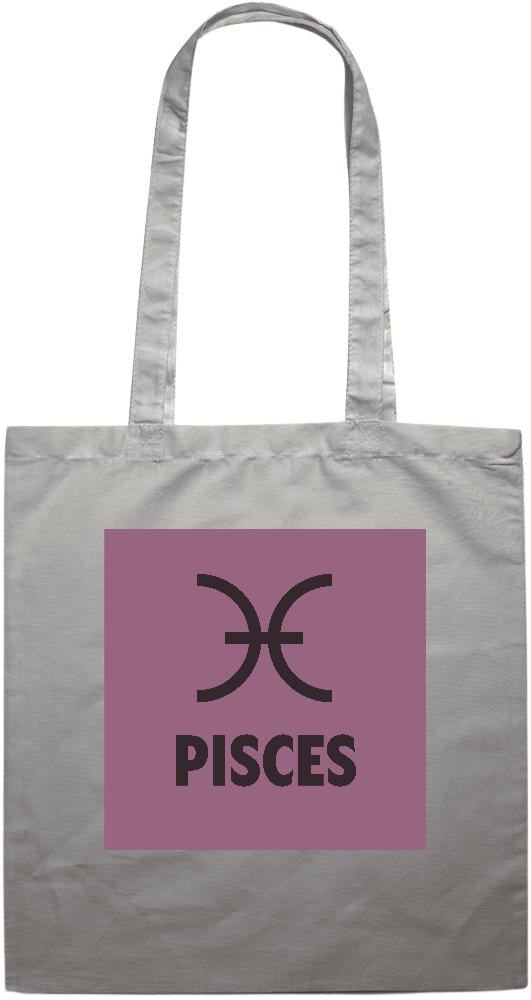 Zodiac Pisces Design - Premium colored cotton tote bag_GREY_front