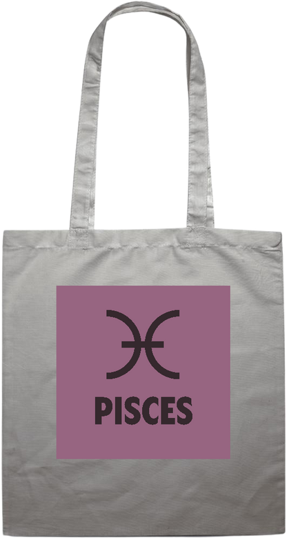 Zodiac Pisces Design - Premium colored cotton tote bag_GREY_front