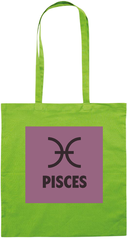 Zodiac Pisces Design - Premium colored cotton tote bag_LIME_front