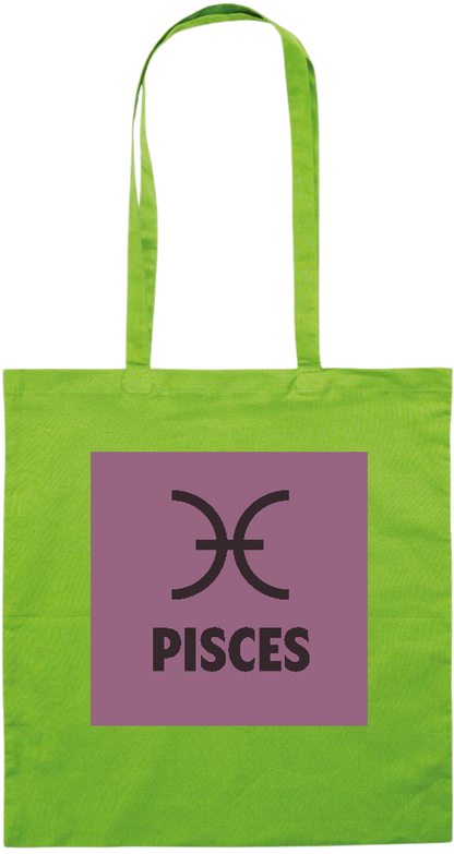 Zodiac Pisces Design - Premium colored cotton tote bag_LIME_front