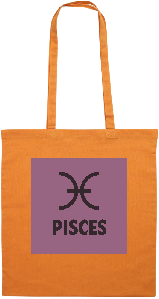 Zodiac Pisces Design - Premium colored cotton tote bag_ORANGE_front