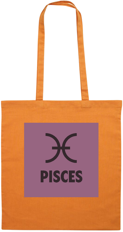 Zodiac Pisces Design - Premium colored cotton tote bag_ORANGE_front