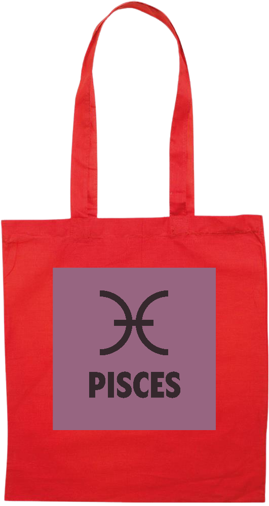 Zodiac Pisces Design - Premium colored cotton tote bag_RED_front