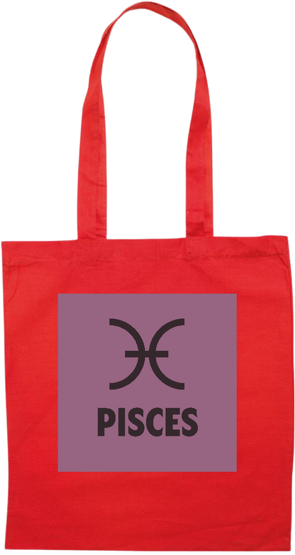 Zodiac Pisces Design - Premium colored cotton tote bag_RED_front