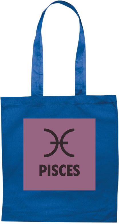 Zodiac Pisces Design - Premium colored cotton tote bag_ROYAL BLUE_front