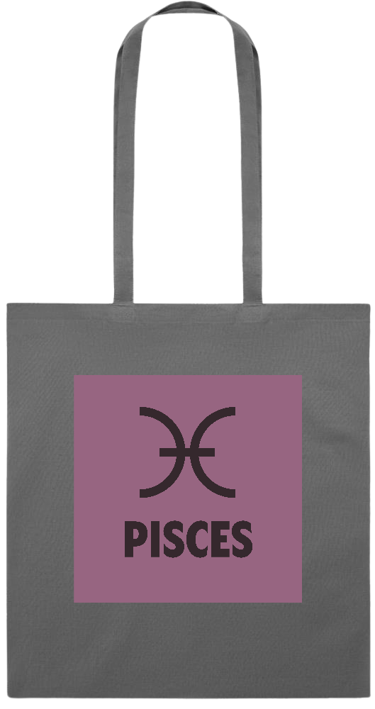 Zodiac Pisces Design - Premium colored cotton tote bag_STONE GREY_front