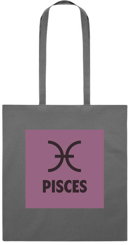 Zodiac Pisces Design - Premium colored cotton tote bag_STONE GREY_front