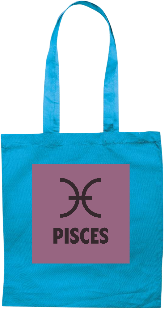 Zodiac Pisces Design - Premium colored cotton tote bag_TURQUOISE_front