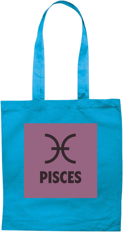 Zodiac Pisces Design - Premium colored cotton tote bag_TURQUOISE_front