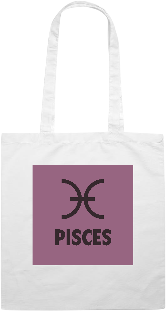 Zodiac Pisces Design - Premium colored cotton tote bag_WHITE_front