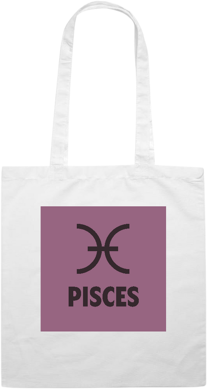 Zodiac Pisces Design - Premium colored cotton tote bag_WHITE_front