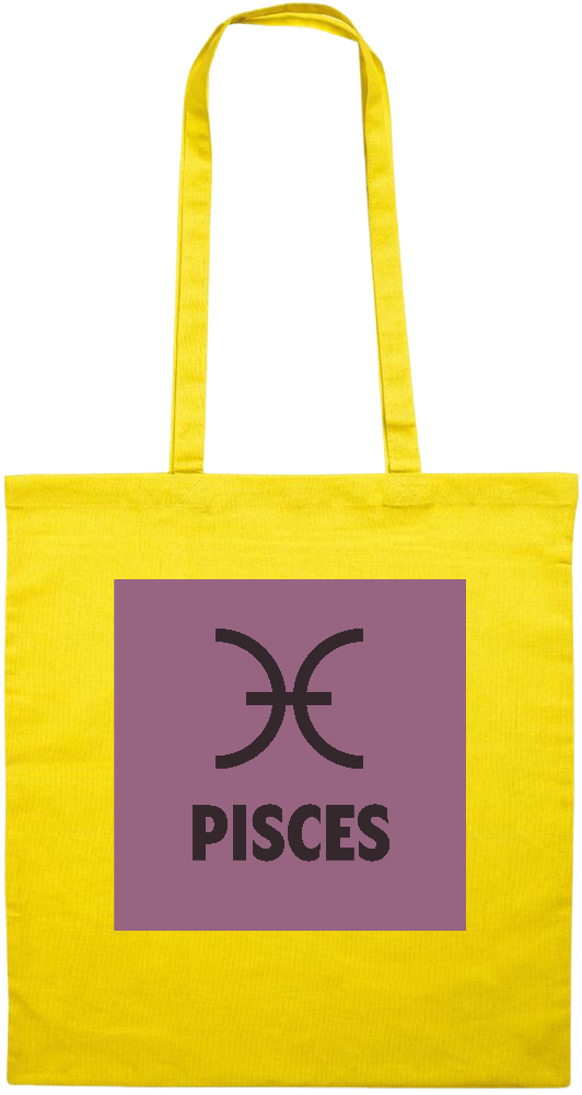 Zodiac Pisces Design - Premium colored cotton tote bag_YELLOW_front