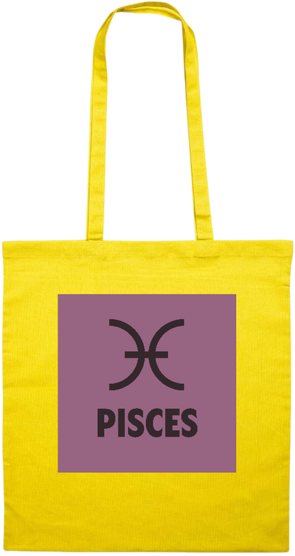 Zodiac Pisces Design - Premium colored cotton tote bag_YELLOW_front