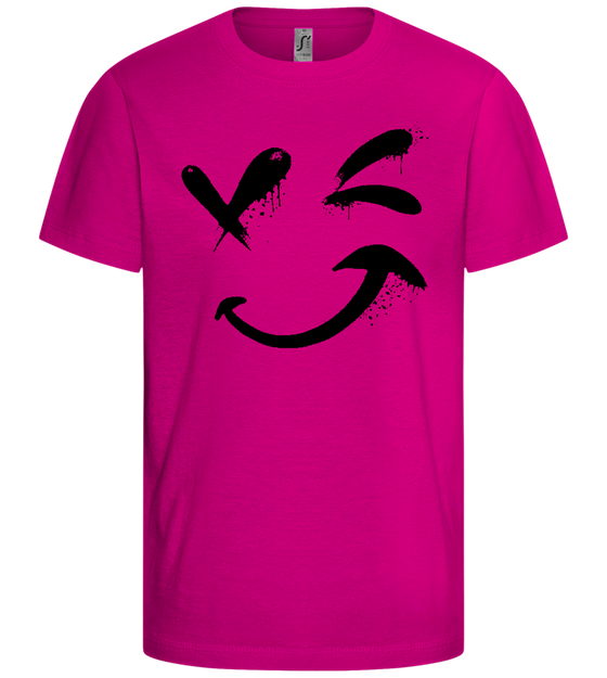 Winking Face Design - Comfort girls' t-shirt_FUCHSIA_front