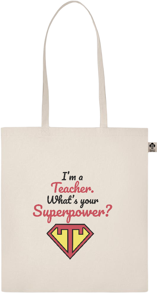 Im a Teacher Design - Basic organic cotton shopping bag_BEIGE_front