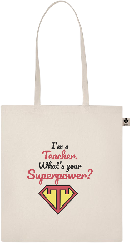 Im a Teacher Design - Basic organic cotton shopping bag_BEIGE_front