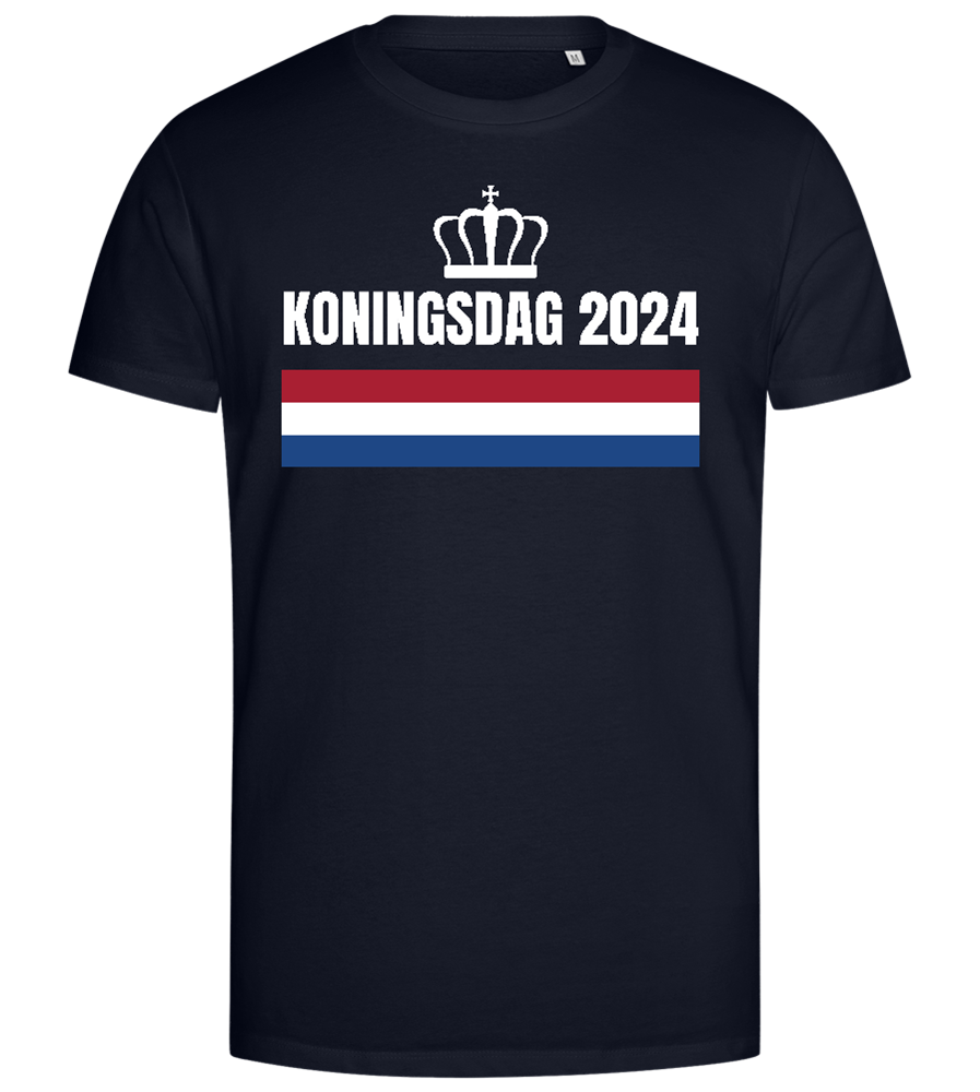 Kingsday Flag Design - Premium men's close fitting t-shirt_FRENCH NAVY_front