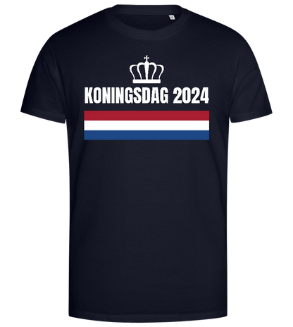 Kingsday Flag Design - Premium men's close fitting t-shirt_FRENCH NAVY_front