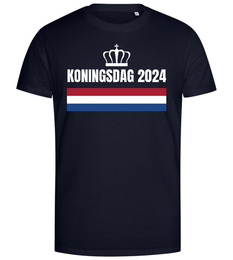 Kingsday Flag Design - Premium men's close fitting t-shirt_FRENCH NAVY_front