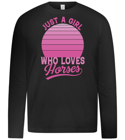 Just a Girl Who Loves Horses Design - Premium kids long sleeve t-shirt_DEEP BLACK_front