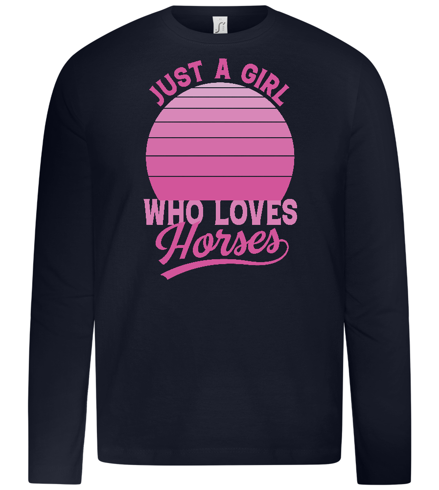 Just a Girl Who Loves Horses Design - Premium kids long sleeve t-shirt_FRENCH NAVY_front