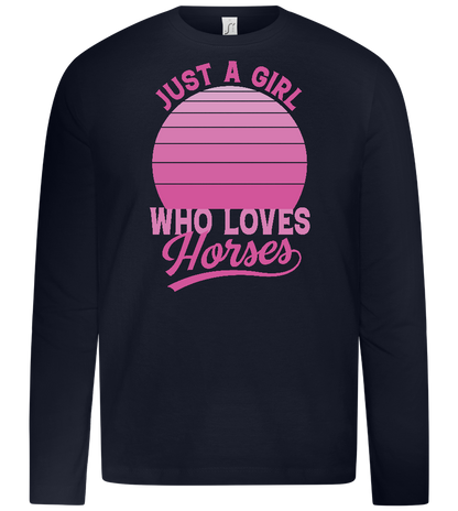 Just a Girl Who Loves Horses Design - Premium kids long sleeve t-shirt_FRENCH NAVY_front