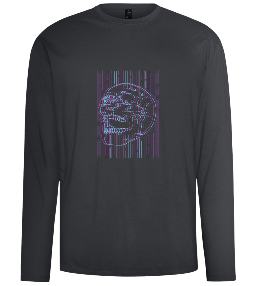 Neon Lines Skull Design - Comfort men's long sleeve t-shirt_DARK GRAY_front