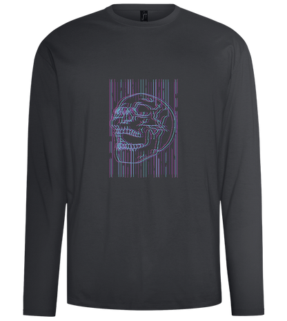 Neon Lines Skull Design - Comfort men's long sleeve t-shirt_DARK GRAY_front