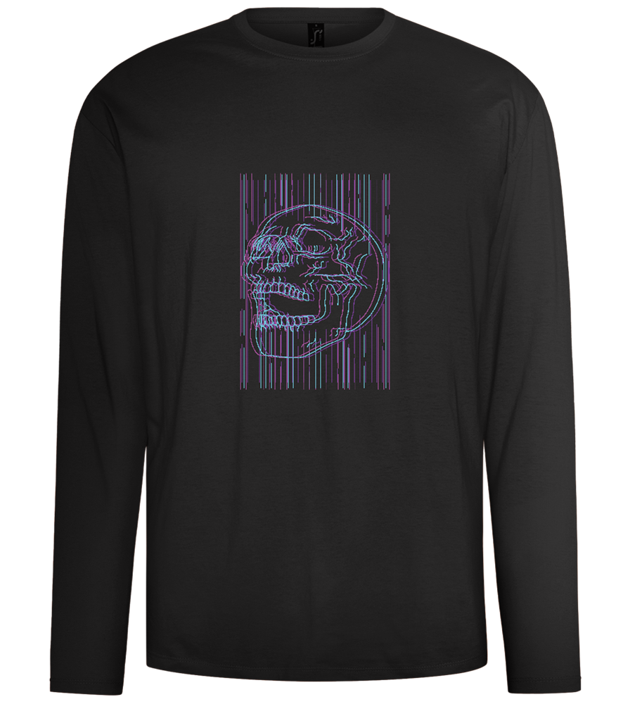 Neon Lines Skull Design - Comfort men's long sleeve t-shirt_DEEP BLACK_front