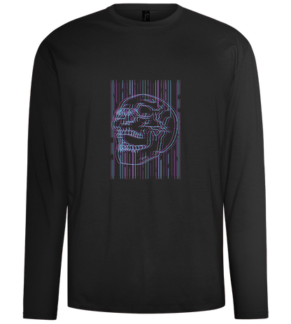 Neon Lines Skull Design - Comfort men's long sleeve t-shirt_DEEP BLACK_front