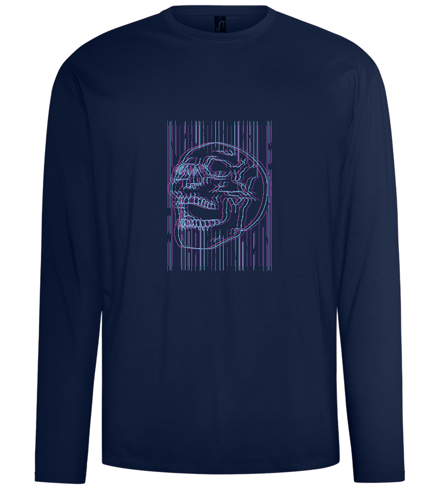 Neon Lines Skull Design - Comfort men's long sleeve t-shirt_MARINE_front