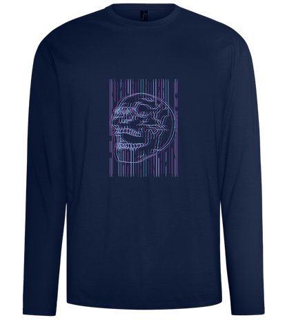 Neon Lines Skull Design - Comfort men's long sleeve t-shirt_MARINE_front