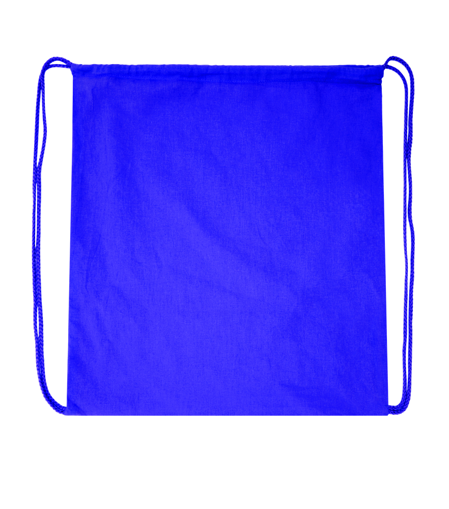 Basic large colored cotton drawstring bag_BLUE_front