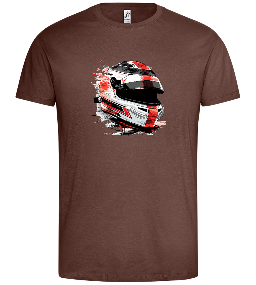 Painted F1 Helmet - Premium men's t-shirt_CHOCOLATE_front