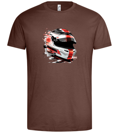 Painted F1 Helmet - Premium men's t-shirt_CHOCOLATE_front