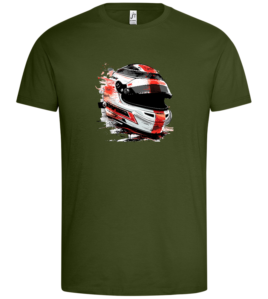 Painted F1 Helmet - Premium men's t-shirt_DARK KHAKI_front