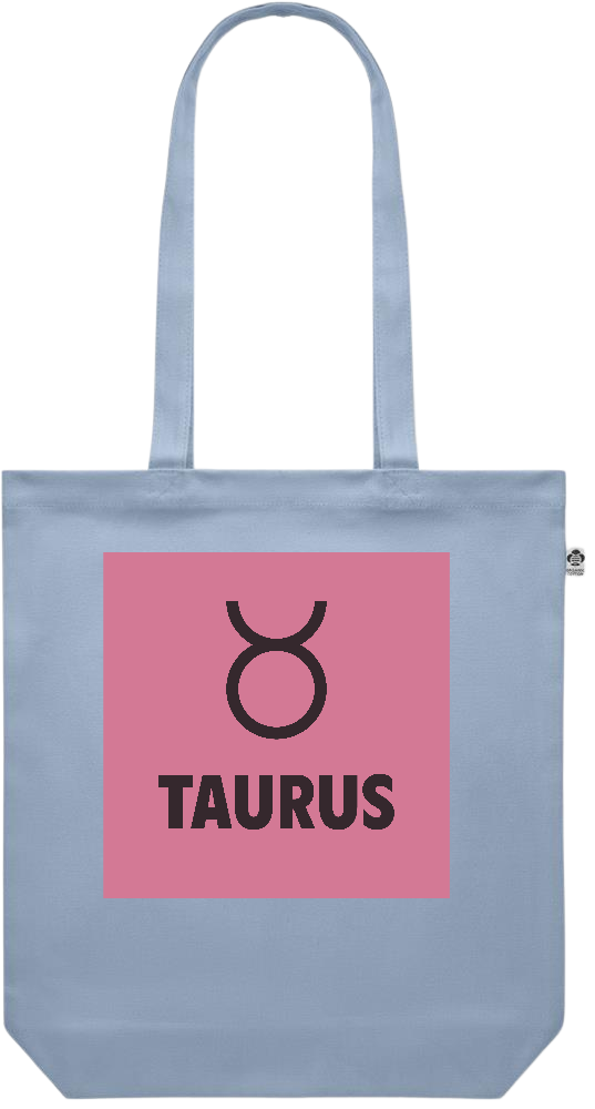 Zodiac Taurus Design - Premium colored organic canvas shopping bag_BABY BLUE_front