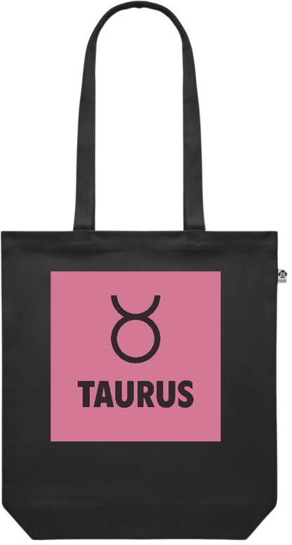 Zodiac Taurus Design - Premium colored organic canvas shopping bag_BLACK_front