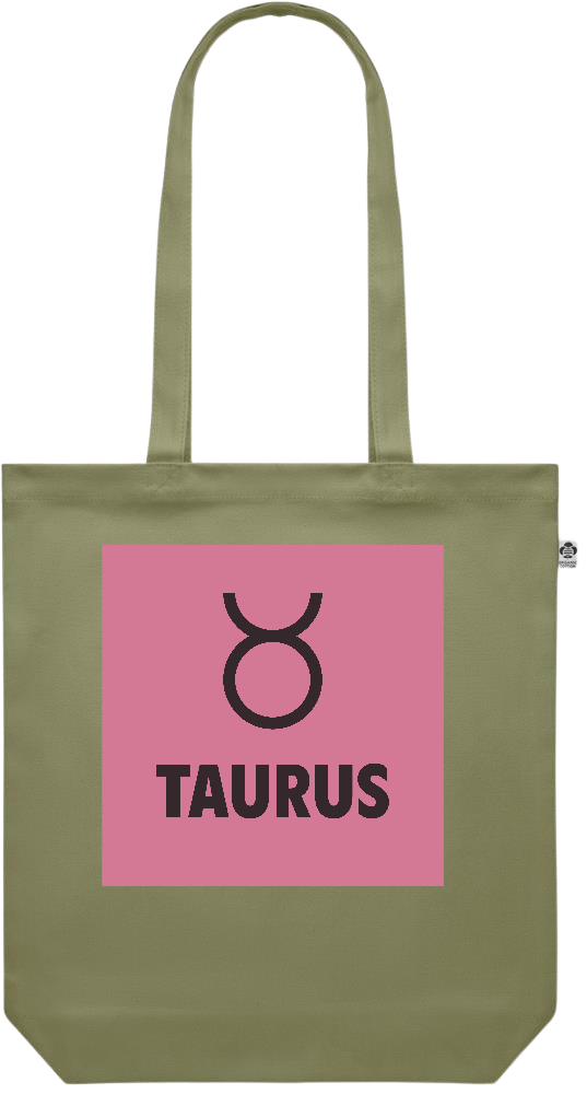 Zodiac Taurus Design - Premium colored organic canvas shopping bag_GREEN_front