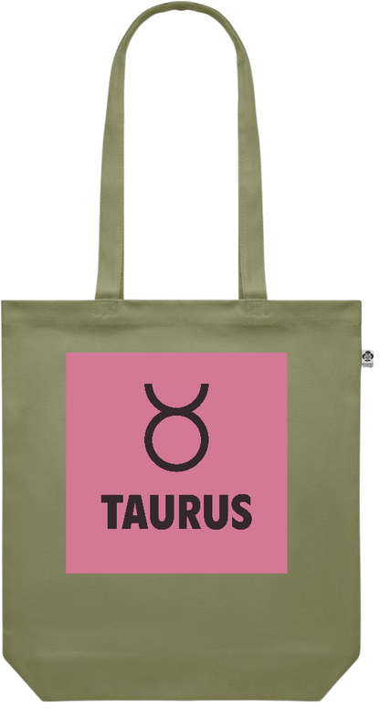 Zodiac Taurus Design - Premium colored organic canvas shopping bag_GREEN_front