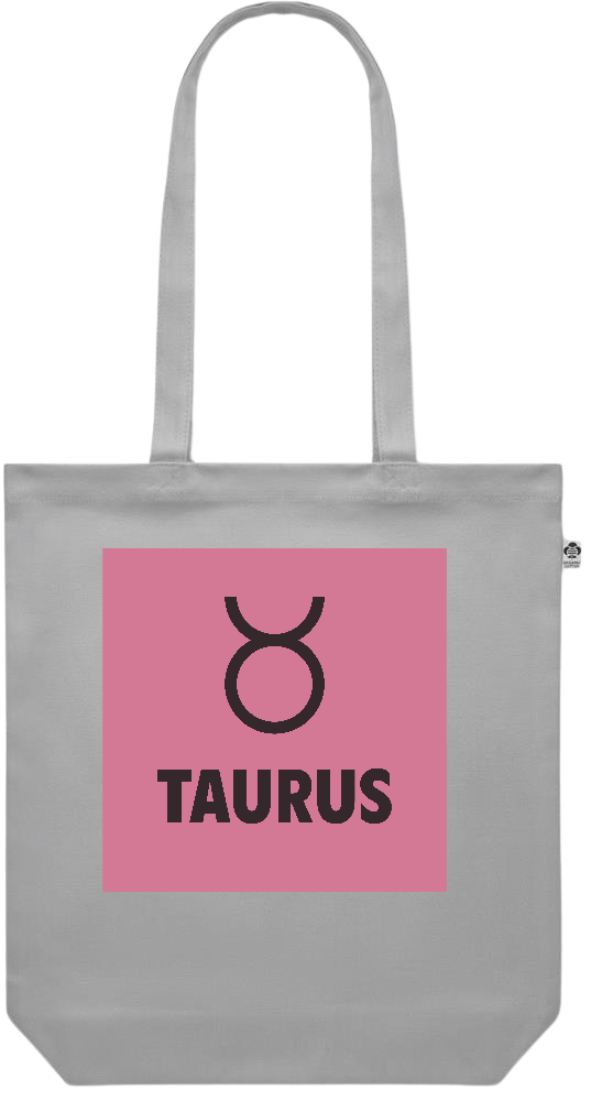 Zodiac Taurus Design - Premium colored organic canvas shopping bag_GREY_front