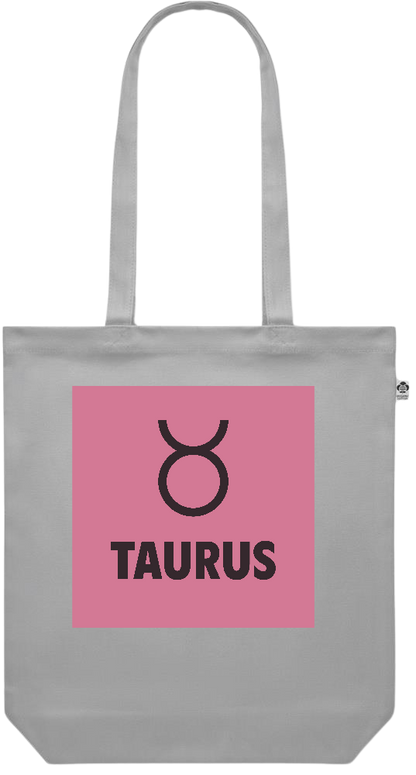 Zodiac Taurus Design - Premium colored organic canvas shopping bag_GREY_front