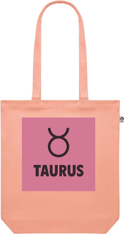 Zodiac Taurus Design - Premium colored organic canvas shopping bag_ORANGE_front