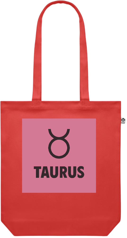 Zodiac Taurus Design - Premium colored organic canvas shopping bag_RED_front